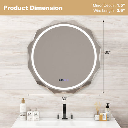 Defogging LED Bathroom Mirror with Stepless 3 Colors Temperature