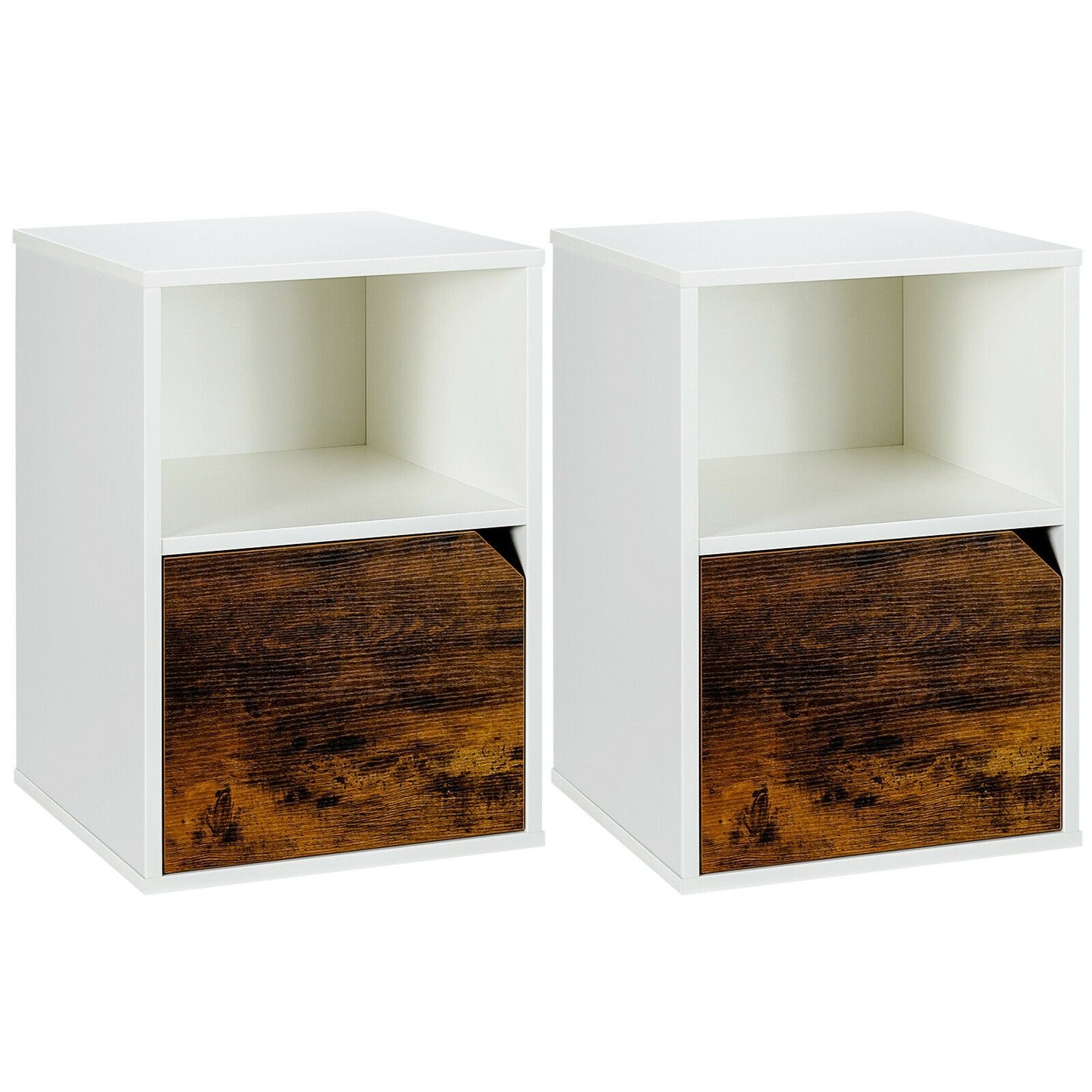 Set of 2 Nightstands Side End Table for Living Room-Black