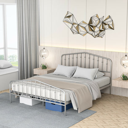 Queen Size Metal Bed Frame Steel Slat Platform