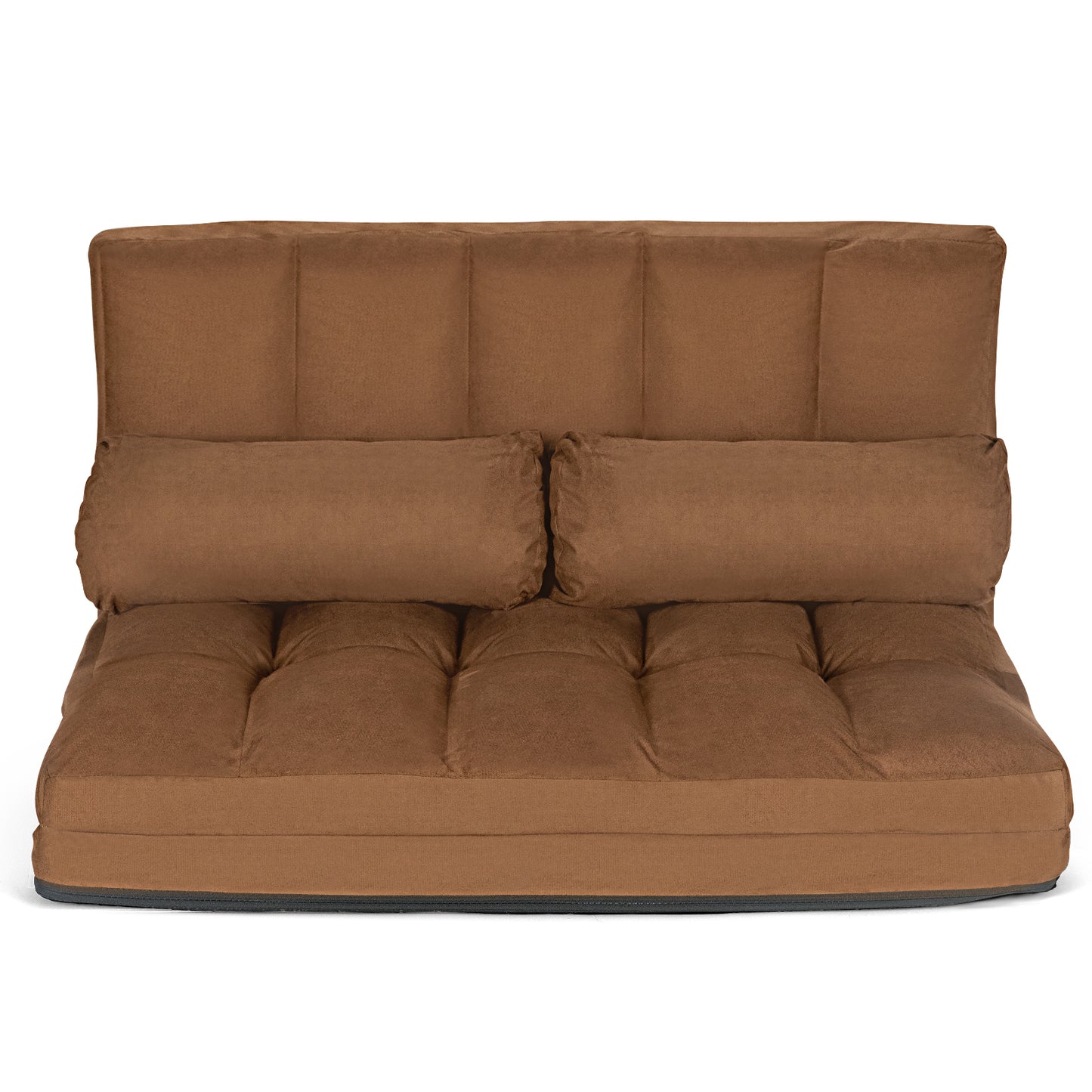 Foldable Floor 6-Position Adjustable Lounge Couch-Brown