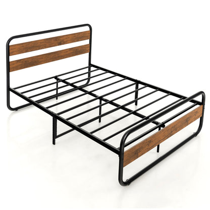 Arc Platform Bed with Headboard and Footboard-Queen Size