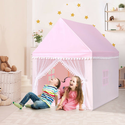 Kids Play Tent Large Playhouse Children Play Castle Fairy Tent Gift with Mat-Blue