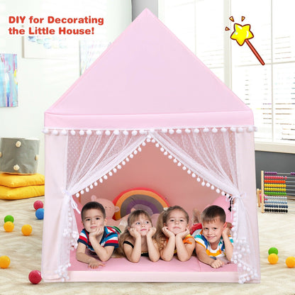 Kids Play Tent Large Playhouse Children Play Castle Fairy Tent Gift with Mat-Blue