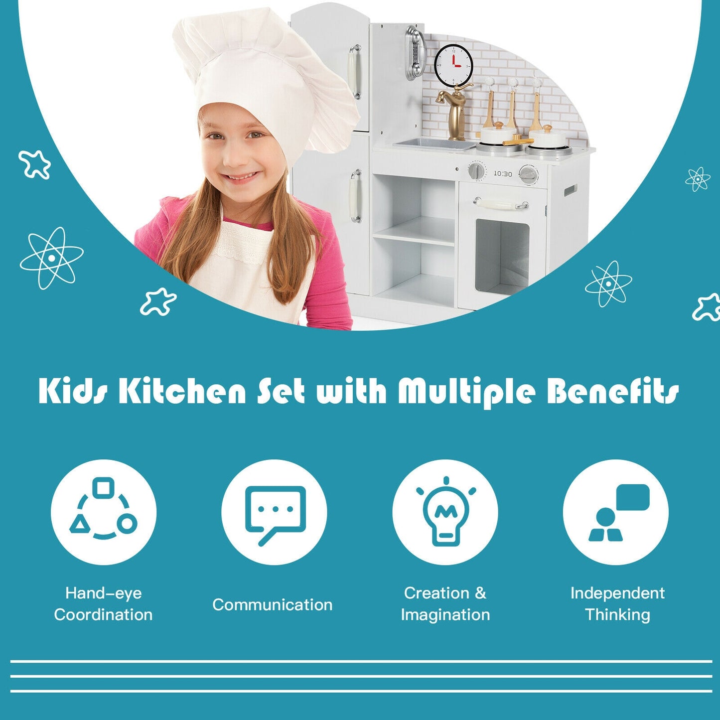 Kids Kitchen Playset Pretend Play Cooking Set with Vivid Faucet and Telephone