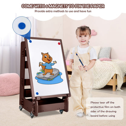 Multifunctional Kids' Standing Art Easel with Dry-Erase Board-Blue