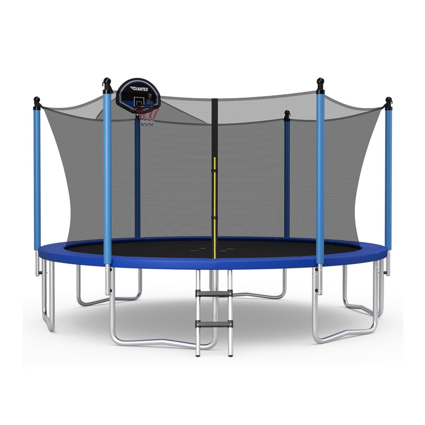 12/14/15/16 Feet Outdoor Recreational Trampoline with Ladder and Enclosure Net-15 ft