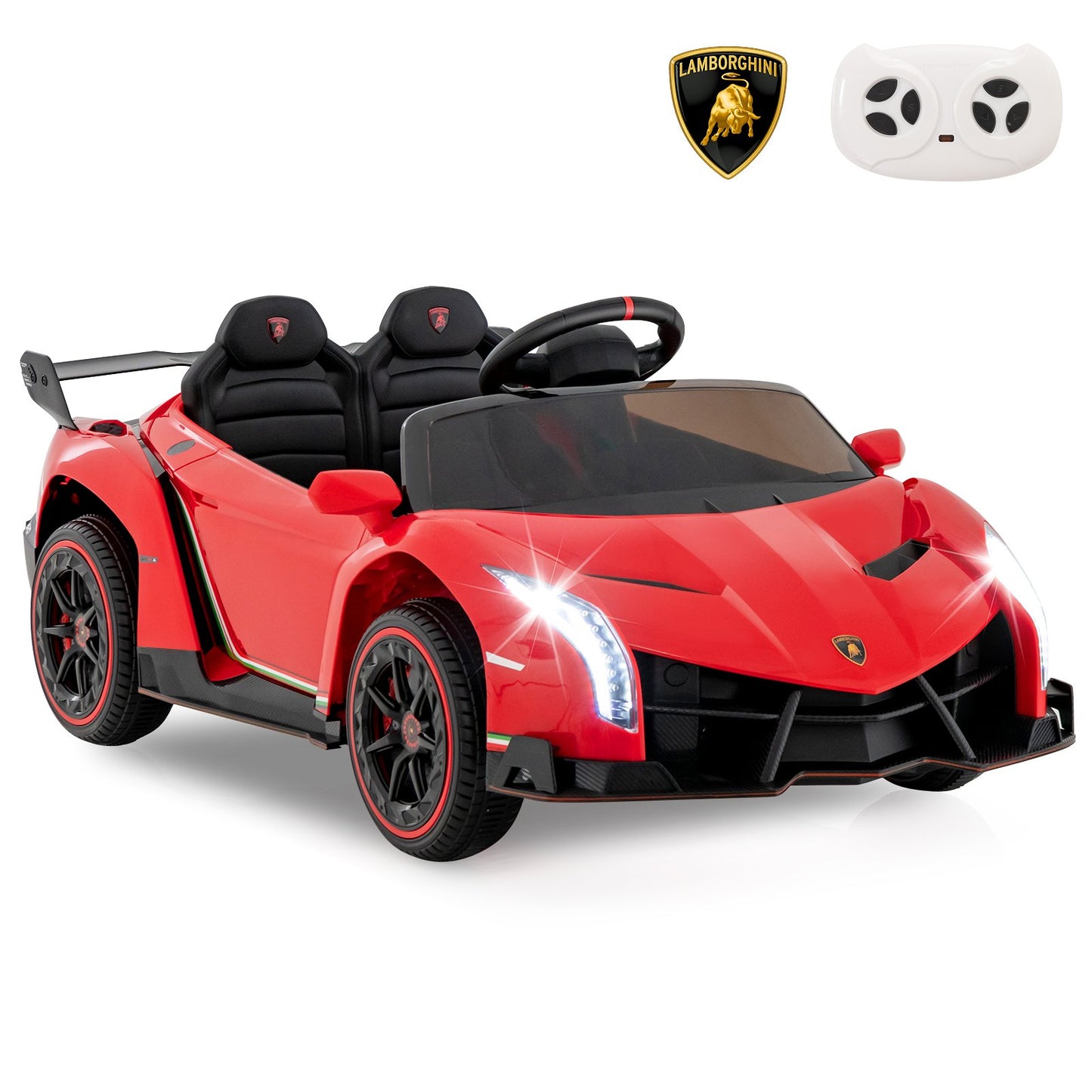 12V Licensed Lamborghini 4WD Kids Ride-on Sports Car with 2.4G Remote-Black