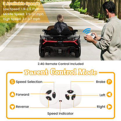 12V Licensed Lamborghini 4WD Kids Ride-on Sports Car with 2.4G Remote-Black