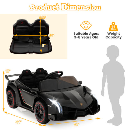 12V Licensed Lamborghini 4WD Kids Ride-on Sports Car with 2.4G Remote-Black