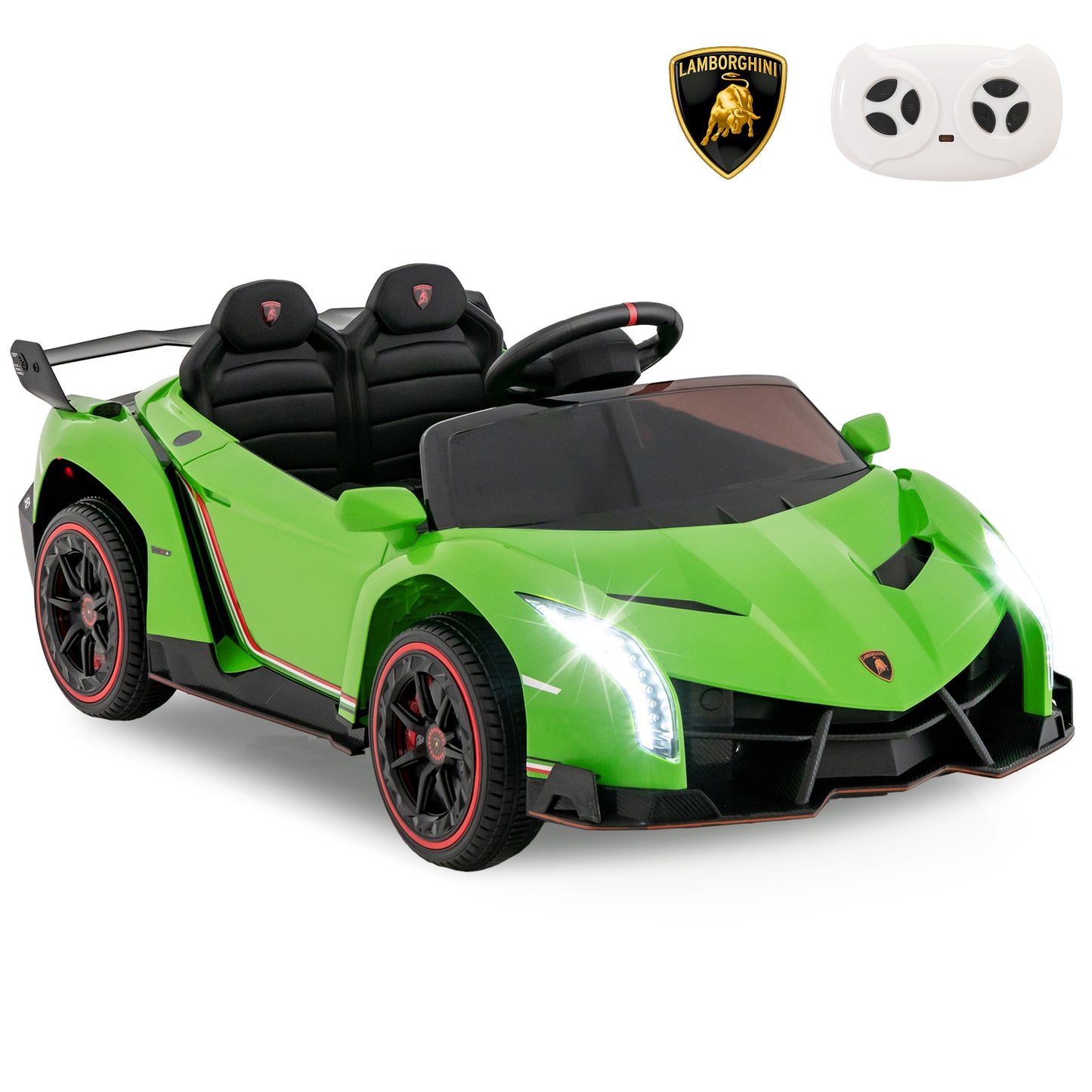 12V Licensed Lamborghini 4WD Kids Ride-on Sports Car with 2.4G Remote-Green