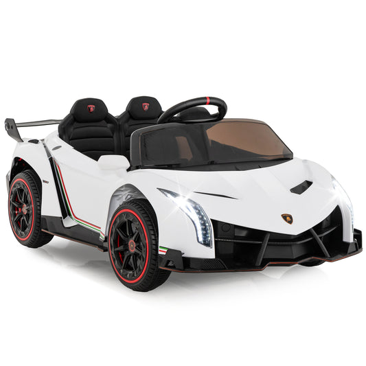 12V Licensed Lamborghini 4WD Kids Ride-on Sports Car with 2.4G Remote-White