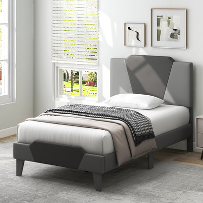 Full/Queen/Twin Velvet Upholstered Bed Frame with High Headboard-Queen Size