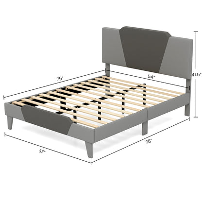 Full size velvet upholstered bed frame with high headboard, featuring sleek design and plush fabric for modern bedroom style.