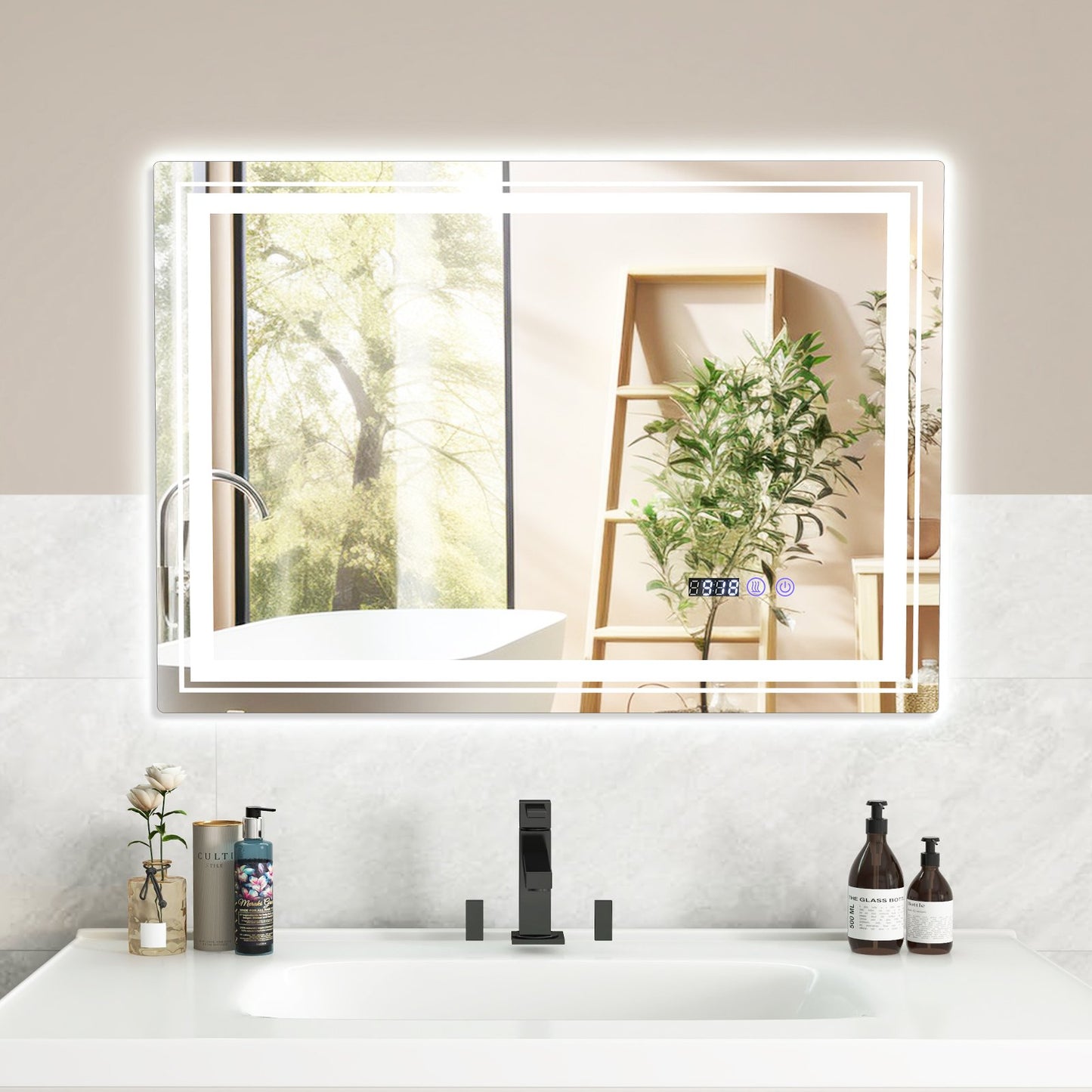 Defogging LED Bathroom Mirror with Memory Function and Anti-Fog-S