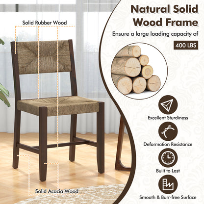 Wooden Dining Chair Set of 2 for Kitchen Dining Room-Brown