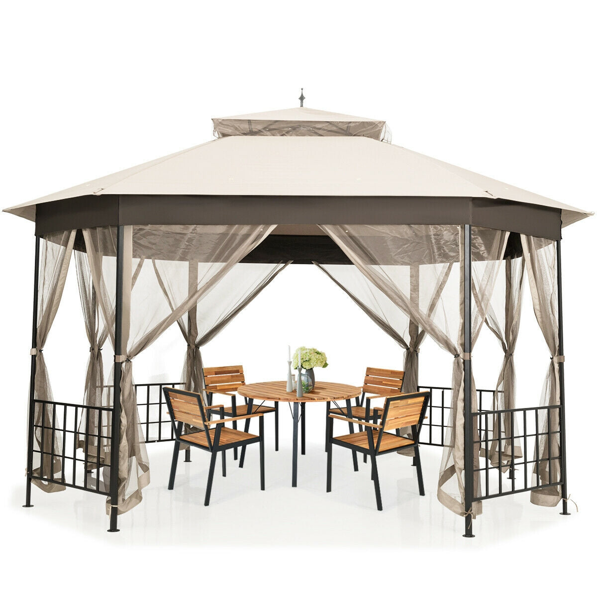 10’x 12’ Octagonal Patio Gazebo-Beige