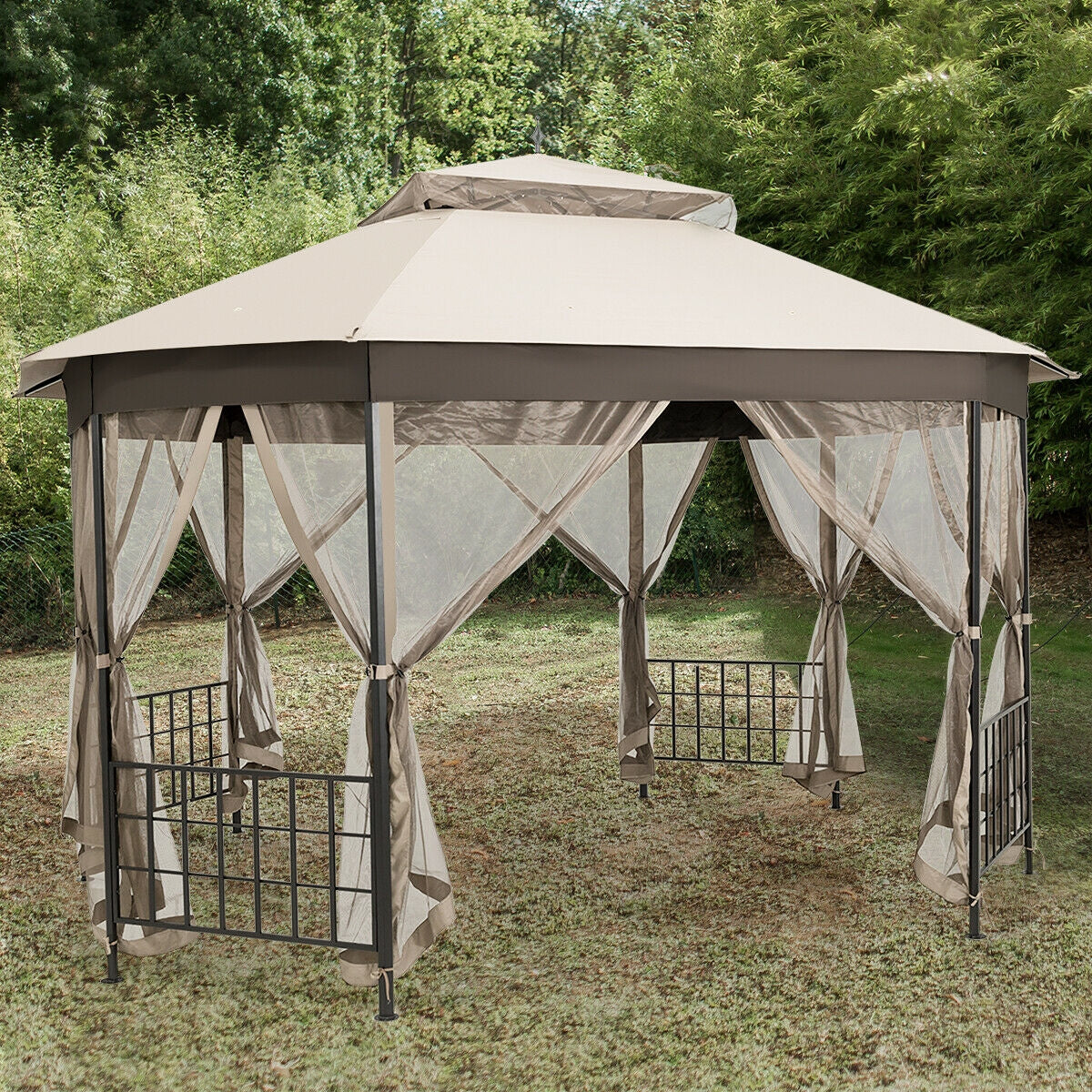 10’x 12’ Octagonal Patio Gazebo-Beige