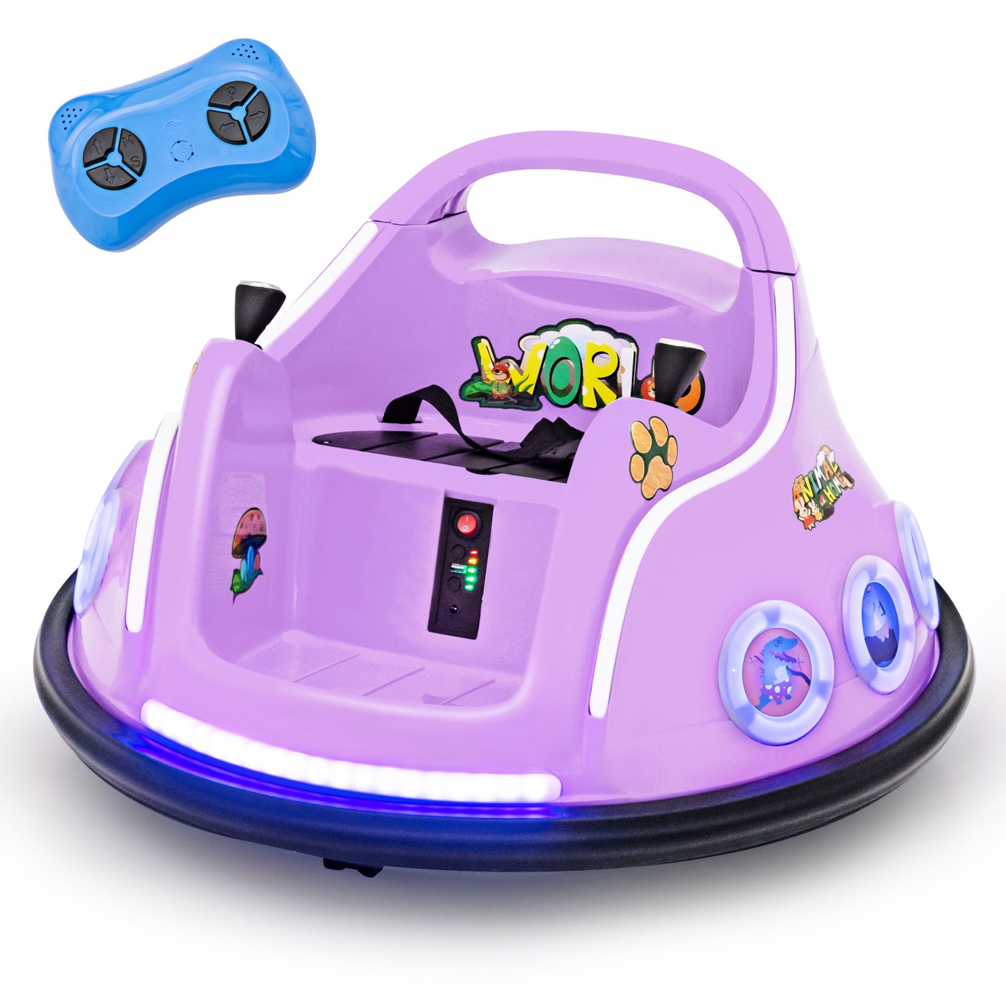 12V Electric Ride On Car with Remote Control and Flashing LED Lights-Pink