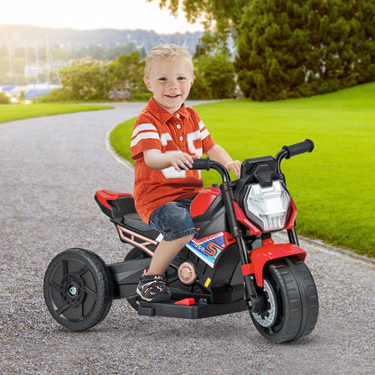 Kids Ride-on Motorcycle 6V Battery Powered Motorbike with Detachable Training Wheels-Red