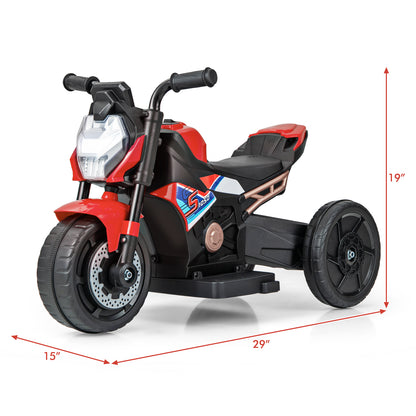 Kids Ride-on Motorcycle 6V Battery Powered Motorbike with Detachable Training Wheels-Red