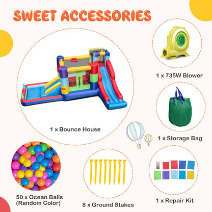 Inflatable Bounce House with 680W Blower and Ball Pit