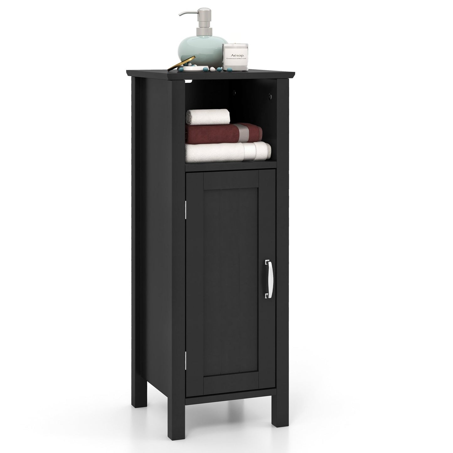 Bathroom Storage Organizer with 2-Tier Cabinet-Black