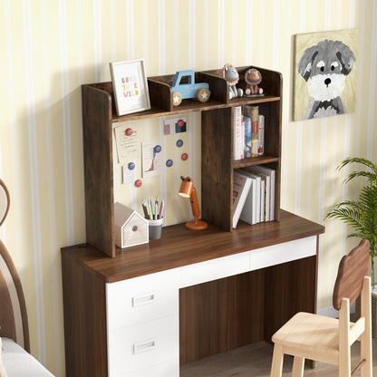 3-Tier Multipurpose Desk Bookshelf with 4 Shelves-Brown