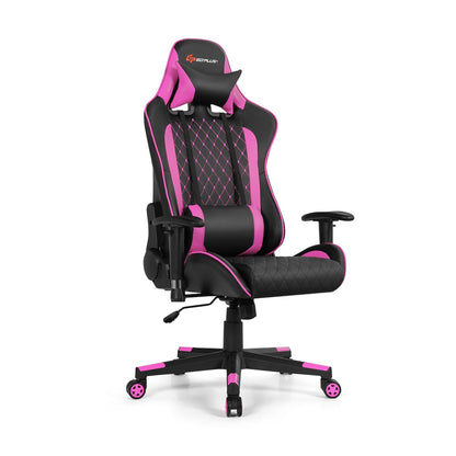 Massage Gaming Chair with Lumbar Support and Headrest-Blue