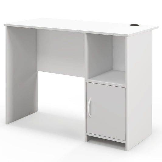Modern Computer Desk with Cabinet-White