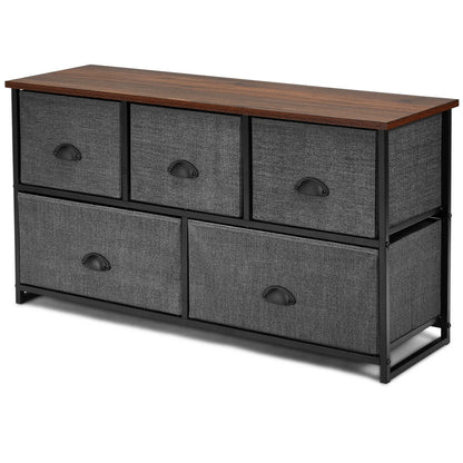 Wood Dresser Storage Unit Side Table Display Organizer-Gray