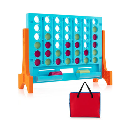 Jumbo 4-to-Score Connect Game Set with Carrying Bag and 42 Coins-Blue