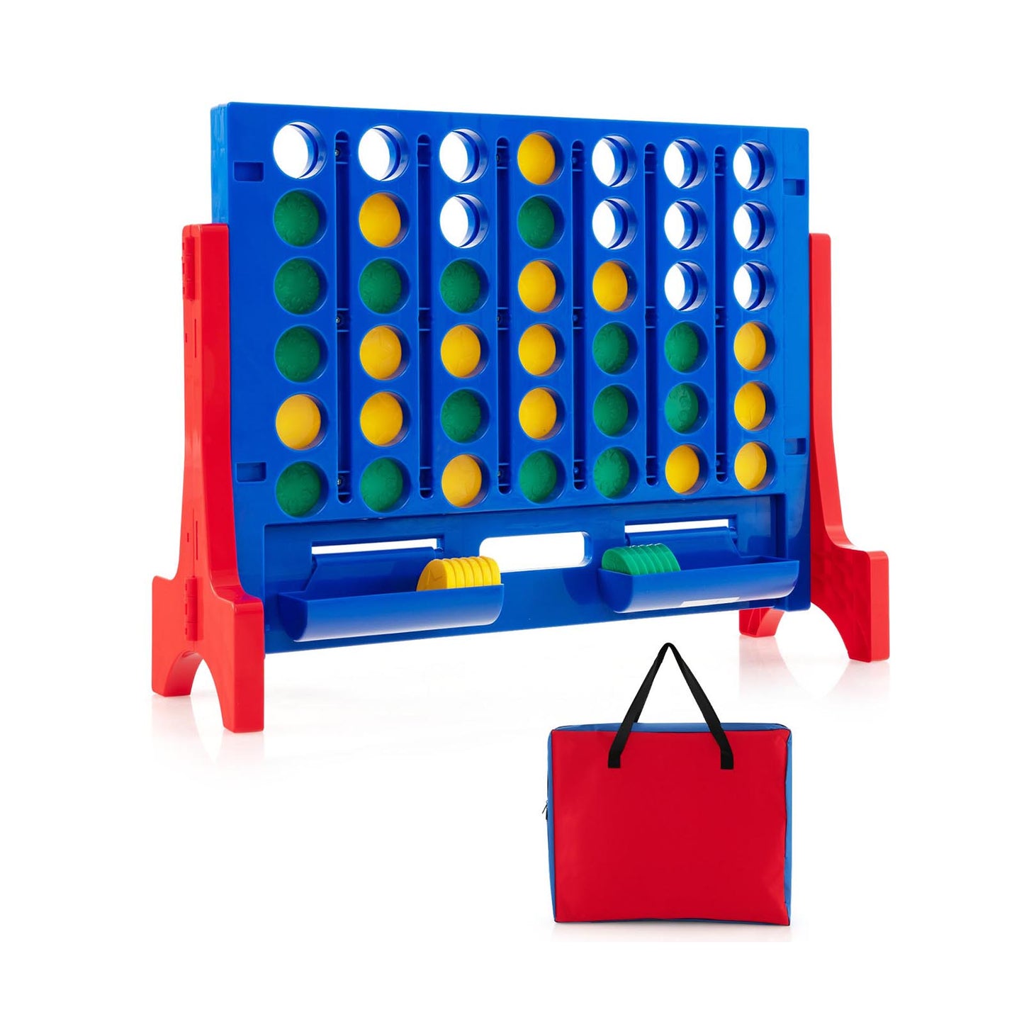 Jumbo 4-to-Score Connect Game Set with Carrying Bag and 42 Coins-Blue