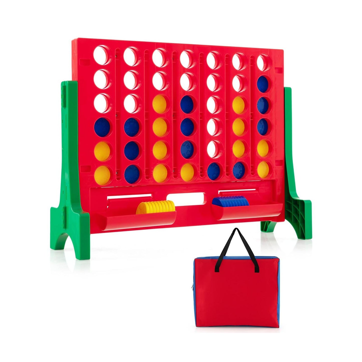 Jumbo 4-to-Score Connect Game Set with Carrying Bag and 42 Coins-Blue