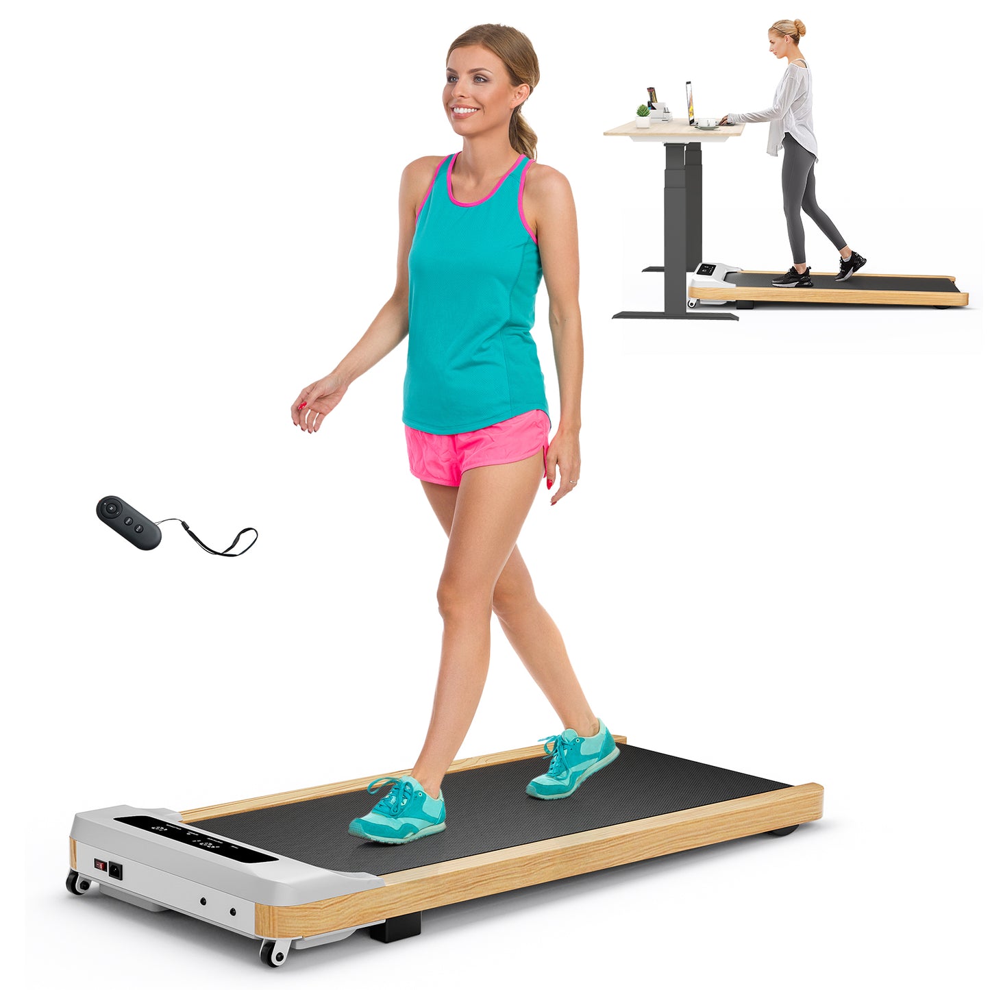 Under Desk Treadmill with Remote Control and LED Display for Home Office