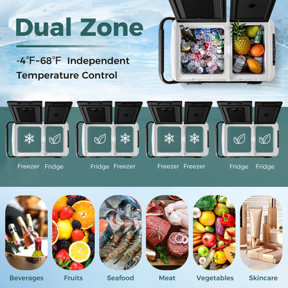 Dual Zone 12V  42QT Car Refrigerator for Vehicles Camping Travel Truck RV Boat Outdoor and Home Use