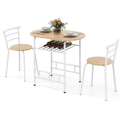 Home Kitchen 3 pcs Bistro Pub Dining Table 2 Chairs Set-Black