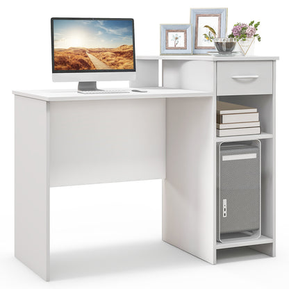 Computer Desk Modern Laptop PC Desk with Adjustable Shelf and Cable Hole-White