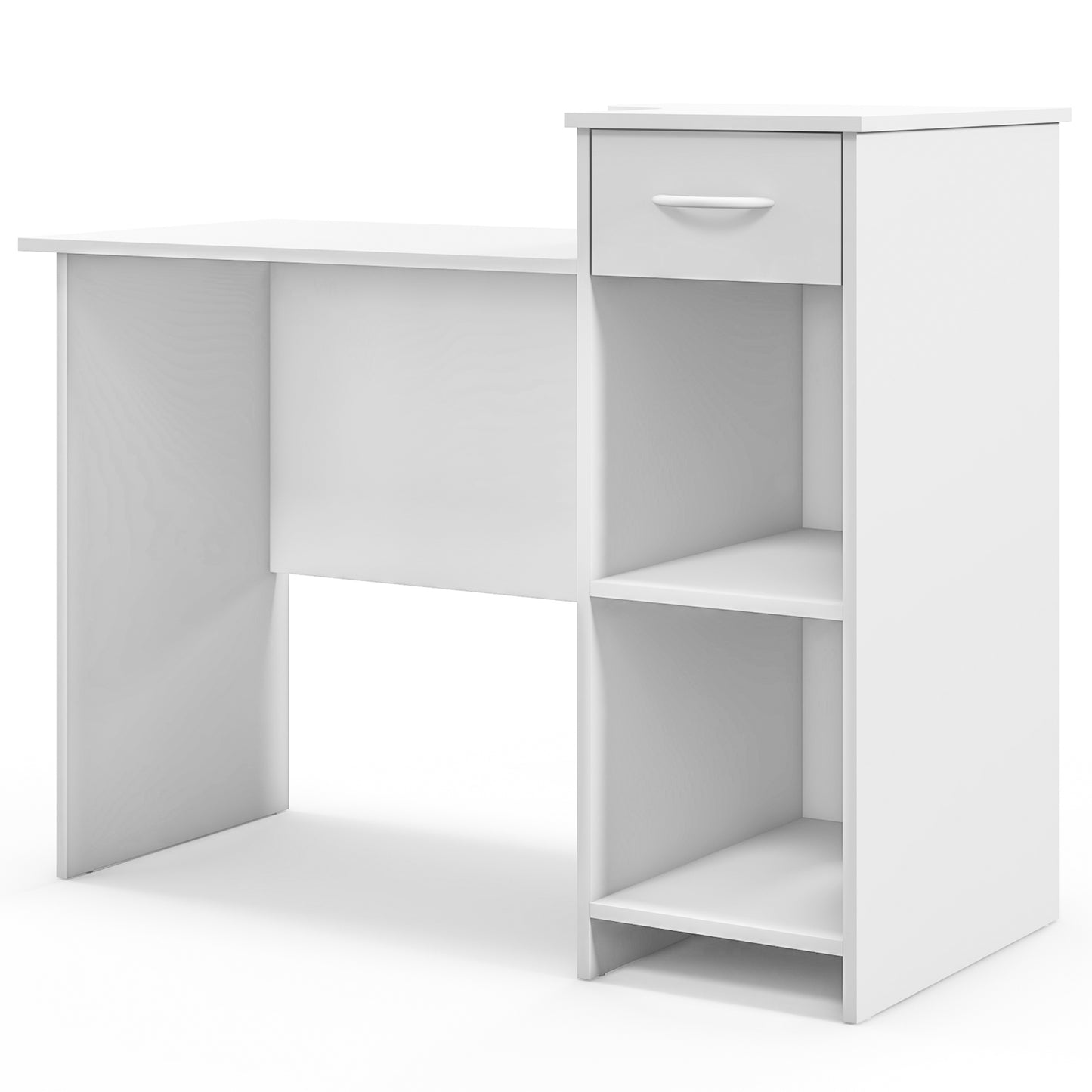 Computer Desk Modern Laptop PC Desk with Adjustable Shelf and Cable Hole-White