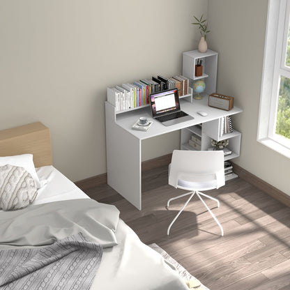 Modern Computer Desk with Storage Bookshelf and Hutch for Home Office-Black