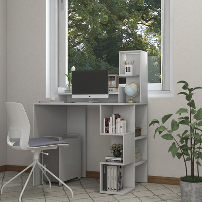 Modern Computer Desk with Storage Bookshelf and Hutch for Home Office-Black