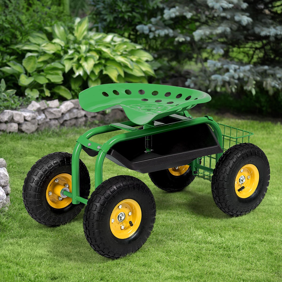 Garden Cart with Heavy Duty Tool Tray-Blue