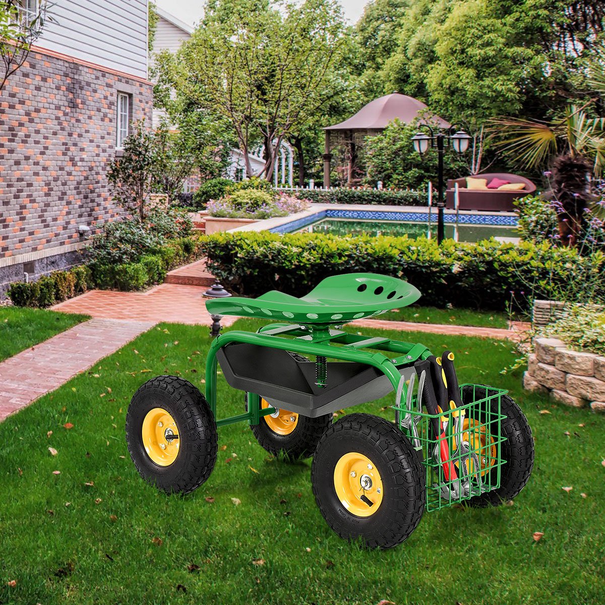 Garden Cart with Heavy Duty Tool Tray-Blue
