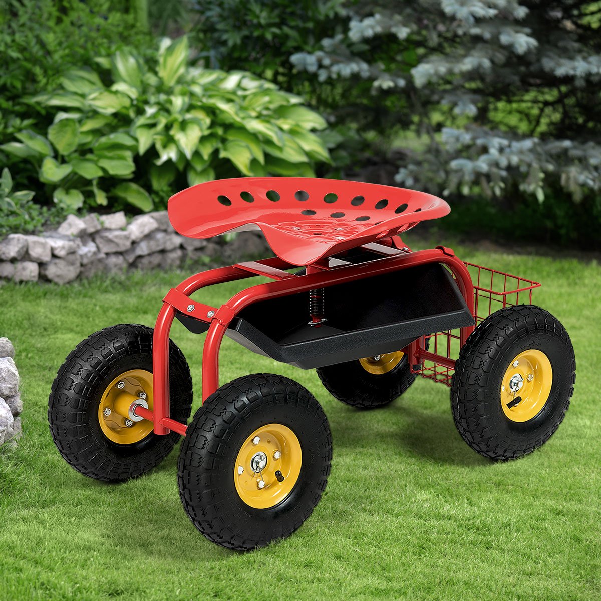 Garden Cart with Heavy Duty Tool Tray-Blue