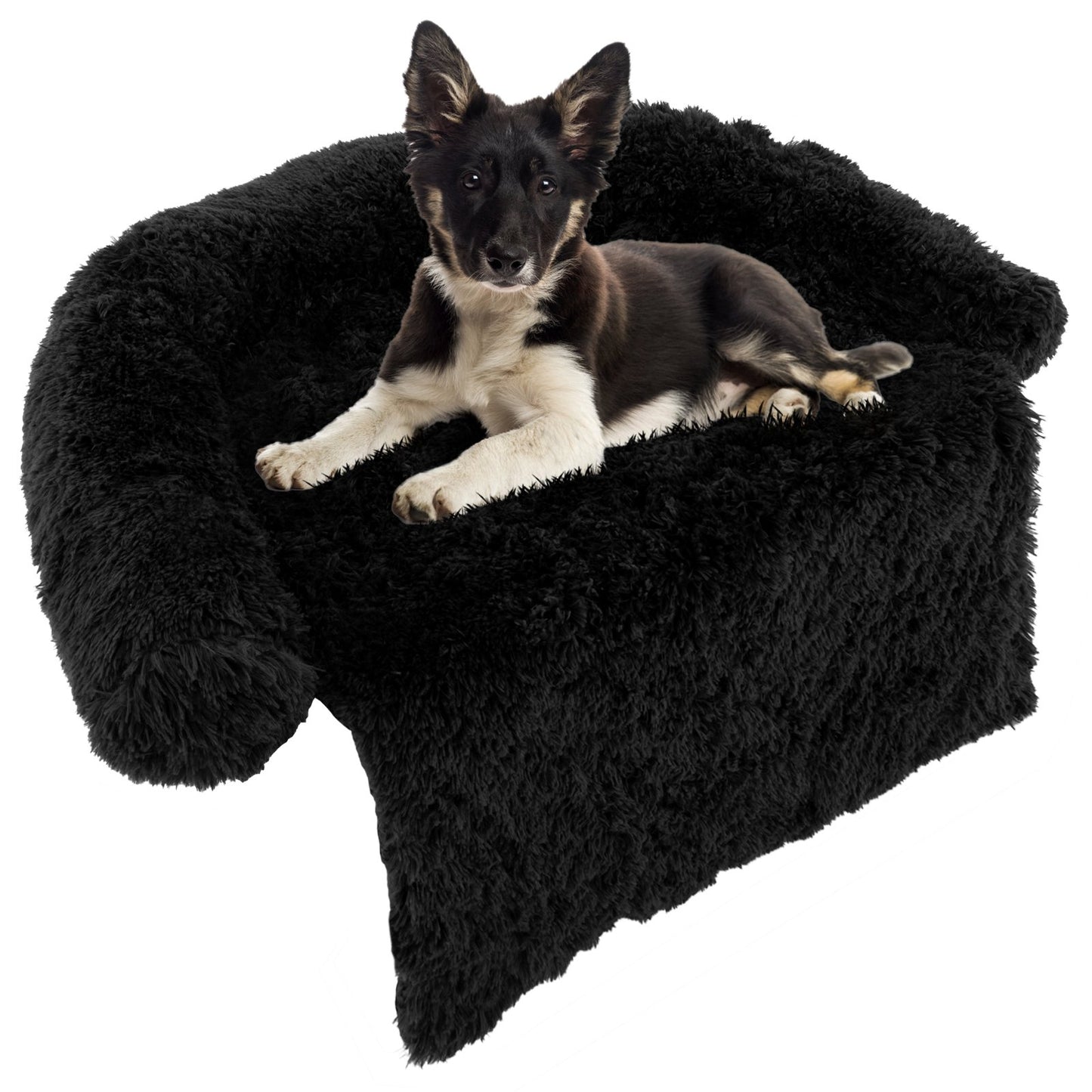 Plush Calming Dog Couch Bed with Anti-Slip Bottom-S