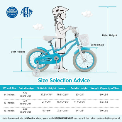 14/16/18 Inch Kids Bike with Dual Brakes and Adjustable Seat-16 inches