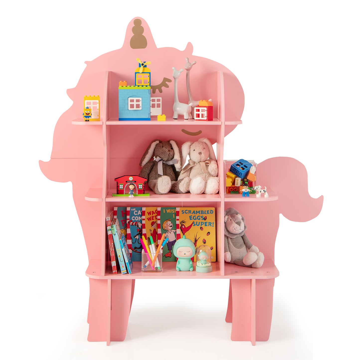 Kids Bookcase Toy Storage Organizer with Open Storage Shelves-Unicorn