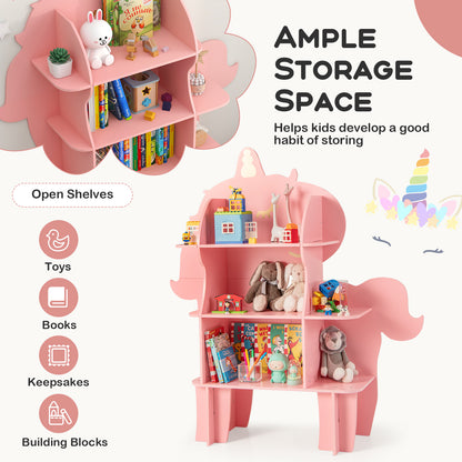 Kids Bookcase Toy Storage Organizer with Open Storage Shelves-Unicorn