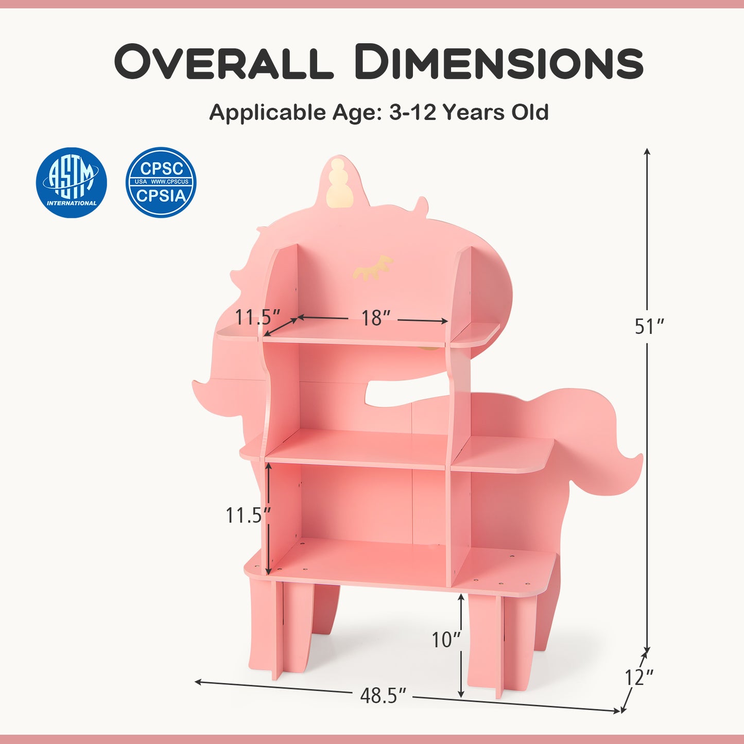 Kids Bookcase Toy Storage Organizer with Open Storage Shelves-Unicorn