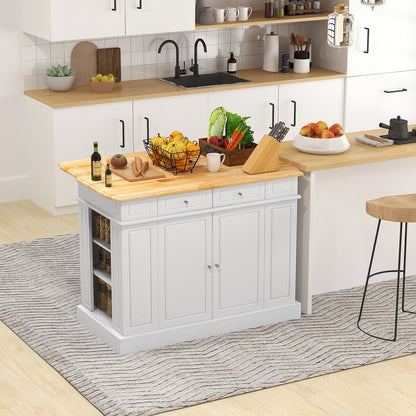 Kitchen Island with Storage and 3-Level Adjustable Shelves-Black