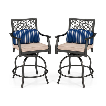 Set of 2 Outdoor Bar Height Chair with Soft Cushions